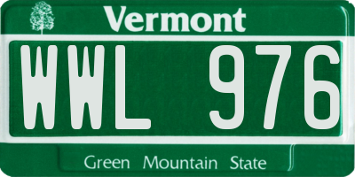VT license plate WWL976