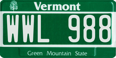 VT license plate WWL988