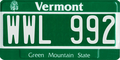 VT license plate WWL992
