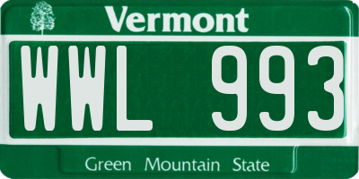 VT license plate WWL993