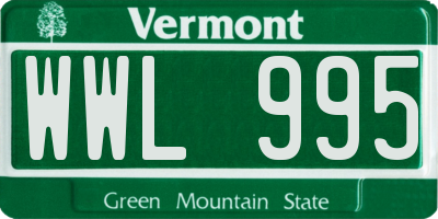 VT license plate WWL995