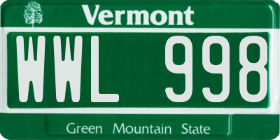 VT license plate WWL998