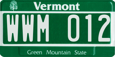 VT license plate WWM012