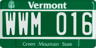 VT license plate WWM016