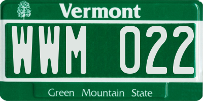 VT license plate WWM022