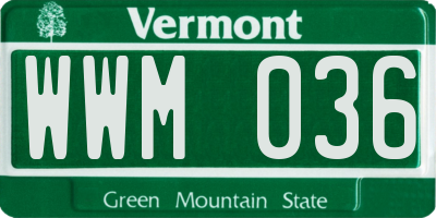VT license plate WWM036