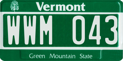 VT license plate WWM043