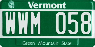 VT license plate WWM058