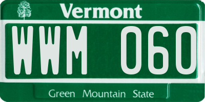 VT license plate WWM060