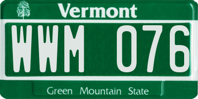 VT license plate WWM076