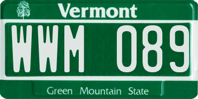 VT license plate WWM089