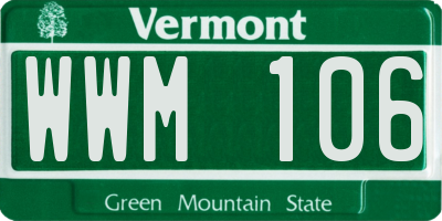 VT license plate WWM106