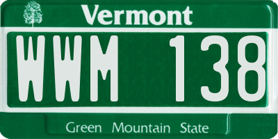 VT license plate WWM138