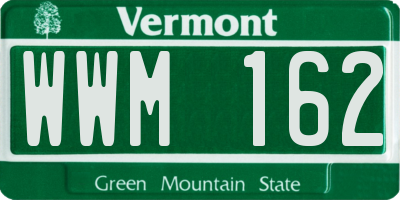 VT license plate WWM162