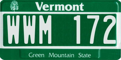 VT license plate WWM172