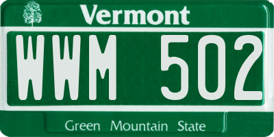 VT license plate WWM502