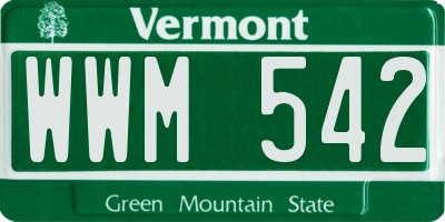 VT license plate WWM542