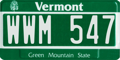 VT license plate WWM547