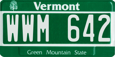 VT license plate WWM642