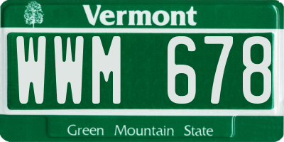 VT license plate WWM678