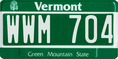 VT license plate WWM704