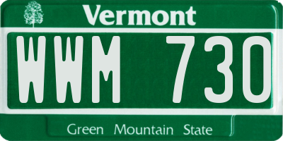 VT license plate WWM730