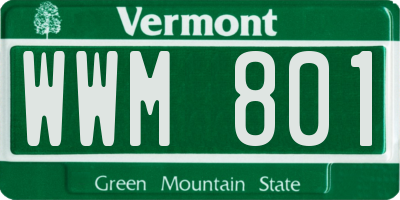 VT license plate WWM801