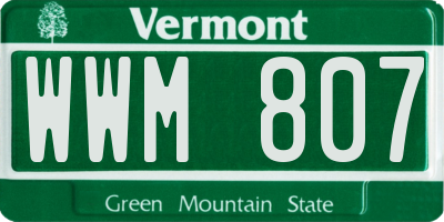 VT license plate WWM807