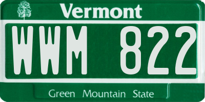 VT license plate WWM822