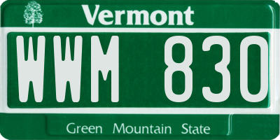 VT license plate WWM830
