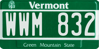 VT license plate WWM832