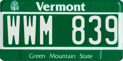 VT license plate WWM839