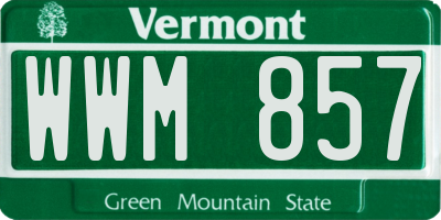 VT license plate WWM857