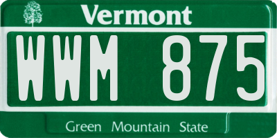 VT license plate WWM875