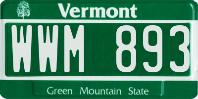 VT license plate WWM893