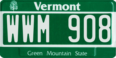 VT license plate WWM908