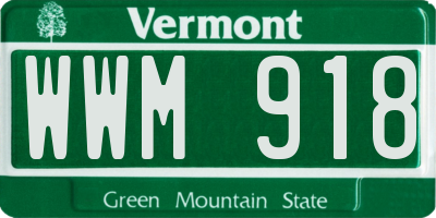 VT license plate WWM918