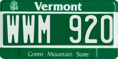 VT license plate WWM920
