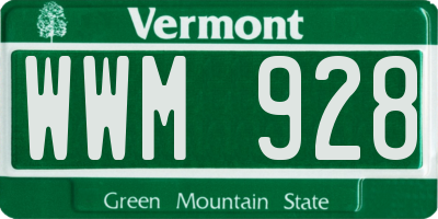 VT license plate WWM928