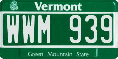 VT license plate WWM939