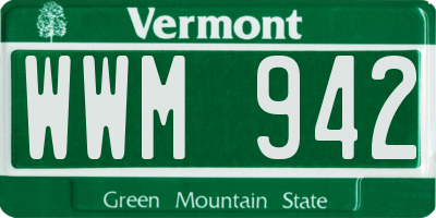 VT license plate WWM942