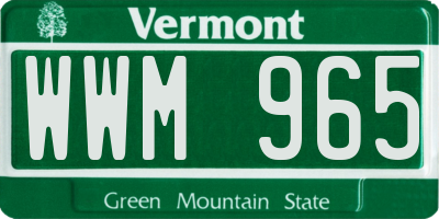VT license plate WWM965
