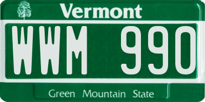 VT license plate WWM990