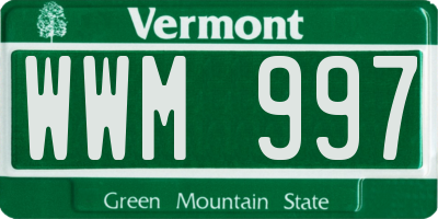 VT license plate WWM997