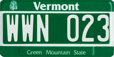 VT license plate WWN023