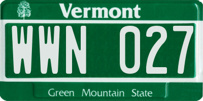 VT license plate WWN027