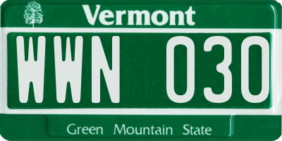 VT license plate WWN030