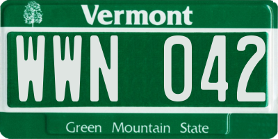 VT license plate WWN042