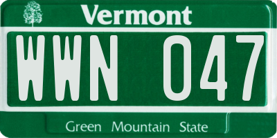 VT license plate WWN047