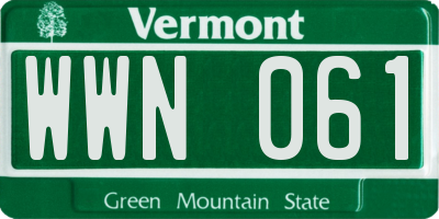 VT license plate WWN061